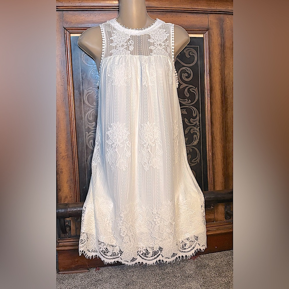 No Boundaries White Lace dress. SMALL  W/Lining attached.
Feminine